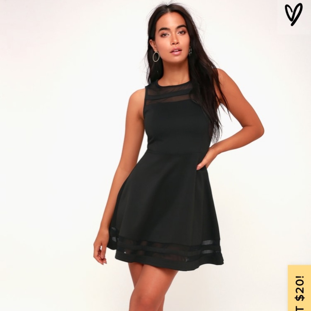 Lulus Final stretch black skater dress